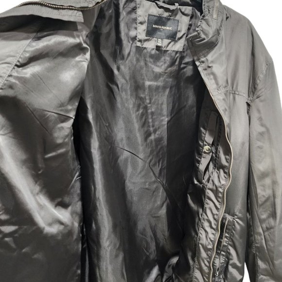 Banana Republic Jacket Men's Size XL Gray Waterproof Windbreaker Hooded Zip - Picture 8 of 16
